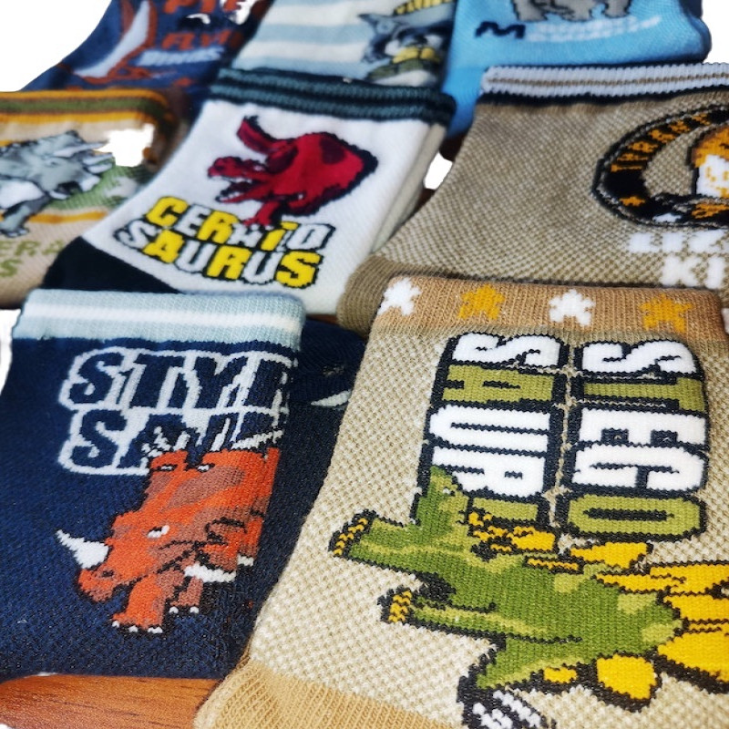 Kids Dinosaurs Design 6Y-8Y Cotton Socks Set of 10 Pairs KS72